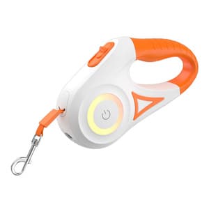 Rojeco Dog Automatic Leash LED 5 m (valkoinen ja oranssi)