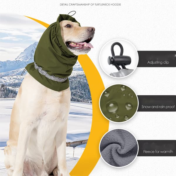 INF Beroligende hundehætte - Vandtæt & varm hundekrave i én græs farve M