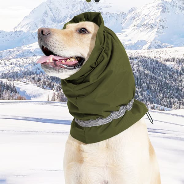 INF Beroligende hundehætte - Vandtæt & varm hundekrave i én græs farve M