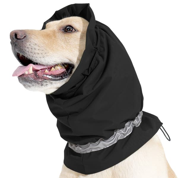INF Beroligende hundehætte - Vandtæt & varm hundekrave i én Sort S