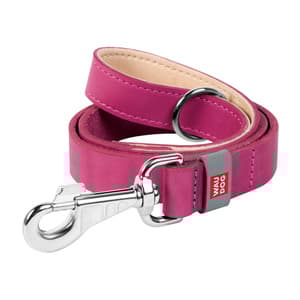 WAUDOG hundebånd i naturskinn 20 mm bred, 122 cm lang rosa