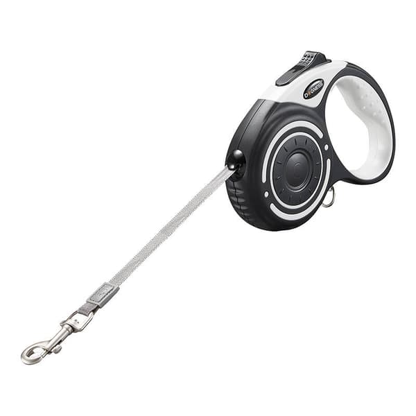 Dogness automatiskt koppel 5m med ficklampa och väskbehållare (grå)