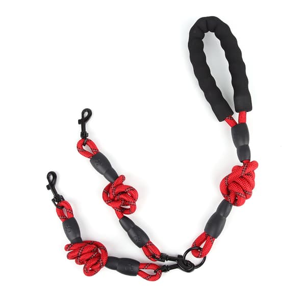 INF Tangle-Free Double Dog Leash - Punainen, Heijastava, Vahva