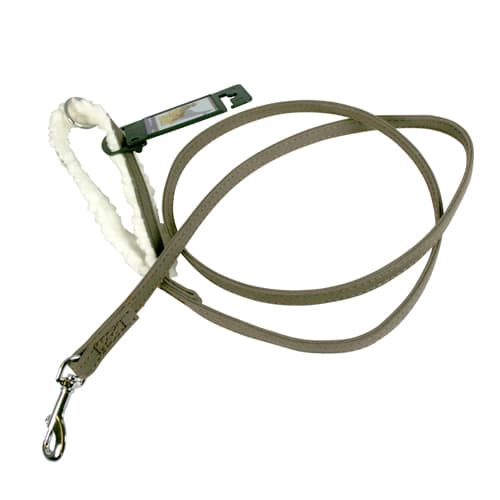 Koppel, pälsfodrat, mörkbrunt/vitt, 10mm x 130cm