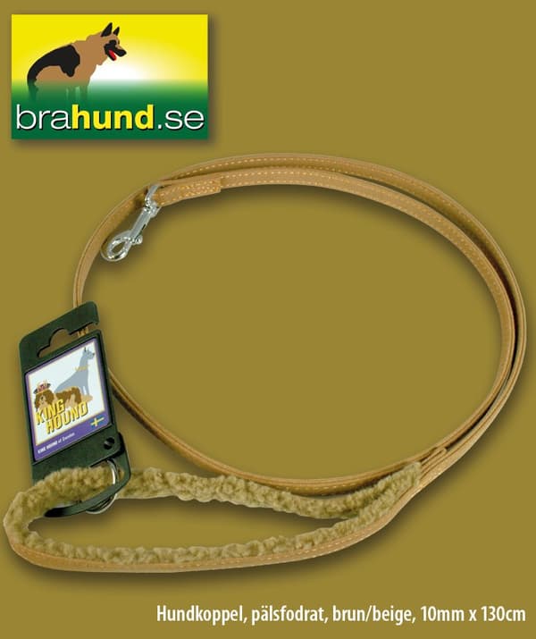 Koppel, pälsfodrat, brunt/beige, 10mm x 130cm