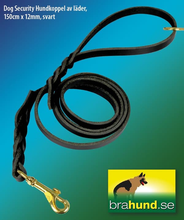 Dog Security Läderkoppel 150cm x 12mm, Svart