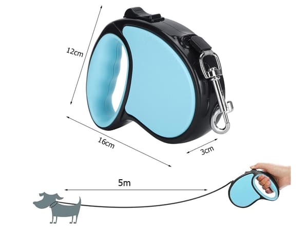 Hundkoppel 5m - Rullande - Flexibelt Rullkoppel - Hund Koppel