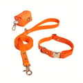 Miniatyrbild 2 av 2: Vattentät Hundkoppel och Halsband Set, Justerbart för Alla Storlekar, Lätt att Rengöra,L, Röd Orange