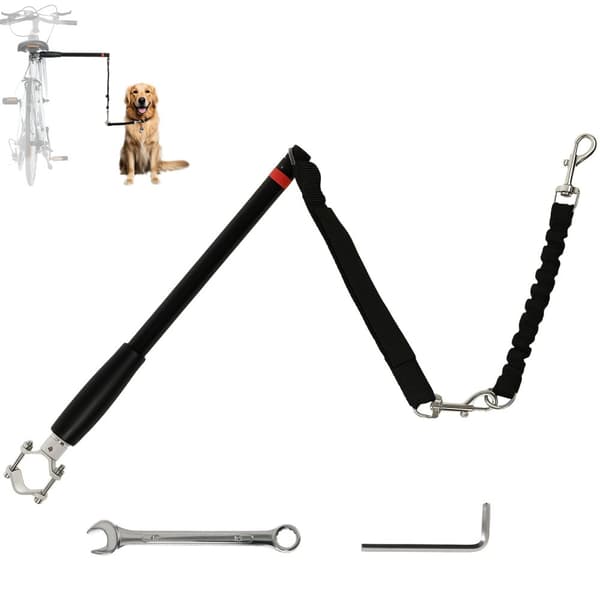 Rootz Bicycle Dog Leash - Elastic Rope - Tubular Steel - Chock -reducerande design - 124 cm längd - Håll hundar säkra på cykelturer