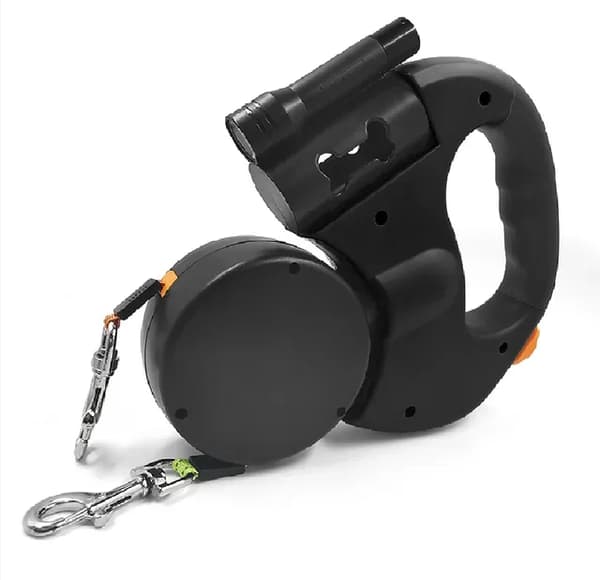 Retraktabel hundkoppel, hållbar nylon, automatisk funktionalitet,3m, Dual Svart