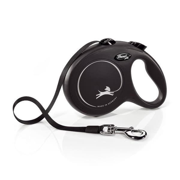 Flexi Collection S -hihnatalutin - FLEXI - CL10T5-251-S-20 - musta - koirille, joiden paino on enintään 15 kg
