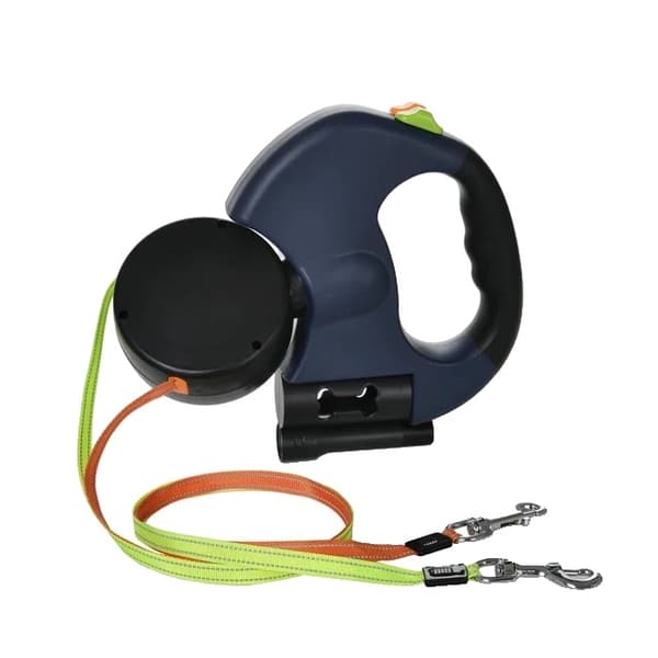 Retractable Leash, LED Lommelygte, Tangle-Free Design,Marineblå, 3M
