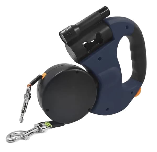 Hundens dragrep, hållbar nylon, automatisk spänning,Dual Mörkblå, 3m