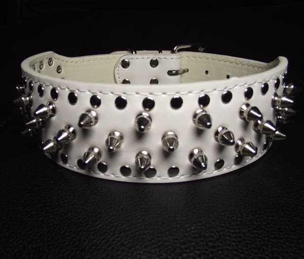 Hund halsband 2" rött med nitar 34-42cm styling