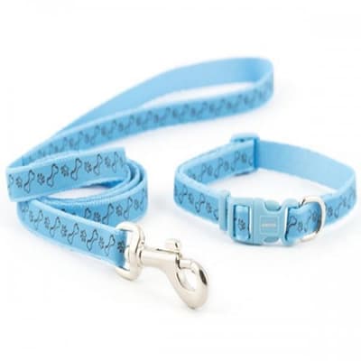 Ancol Small Bite Paw/Bone Dog Collar And Lead Set