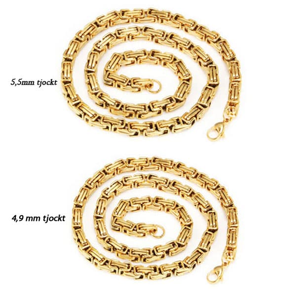 Kejsarlänk halsband guld i rostfritt stål med 18k guldplätering 5,5 mm tjockt, 59cm långt