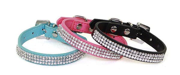 Hundhalsband med stenar Rosa XS 1.5 x 37 cm