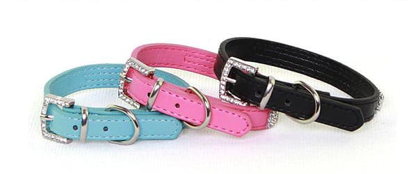 Hundhalsband med stenar Rosa XS 1.5 x 37 cm