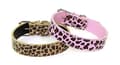 Miniatyrbild 1 av 4: Hundhalsband Läderhalsband Leopard Rosa L 3.2 x 56 cm