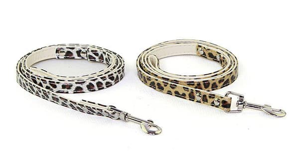 Hundkoppel i Leopard-mönster O/S Vit