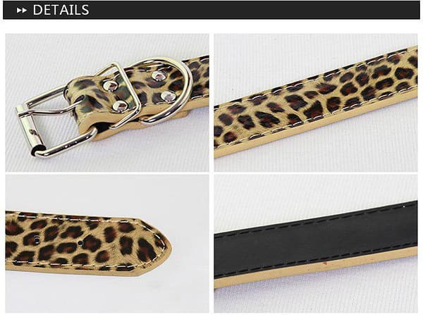 Hundhalsband Läderhalsband Leopard M 2.0 x 42 cm