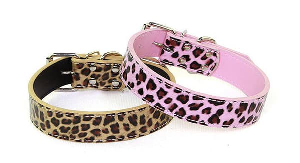Hundhalsband Läderhalsband Leopard M 2.0 x 42 cm