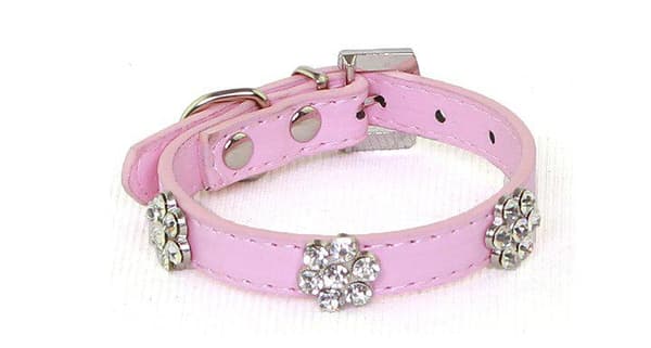 Hundhalsband med stenar i form av blomma S 1.5 x 37 cm