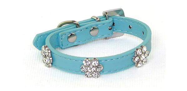 Hundhalsband med stenar i form av blomma S 1.5 x 37 cm