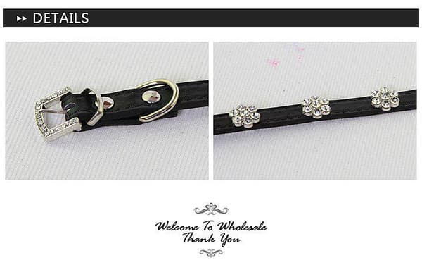 Hundhalsband med stenar i form av blomma S 1.5 x 37 cm