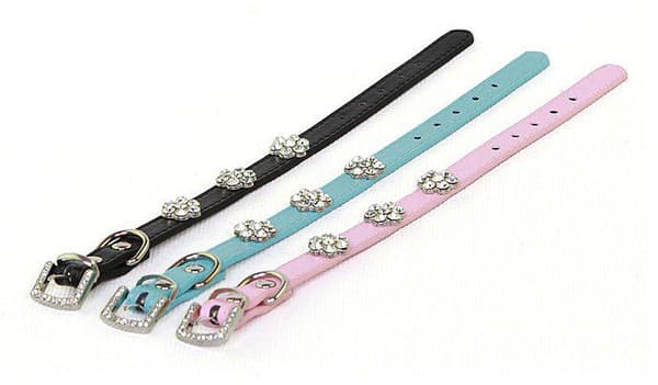 Hundhalsband med stenar i form av blomma S 1.5 x 37 cm
