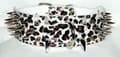 Miniatyrbild 2 av 2: Hund halsband 2" vit Leopard med nitar 54-62cm