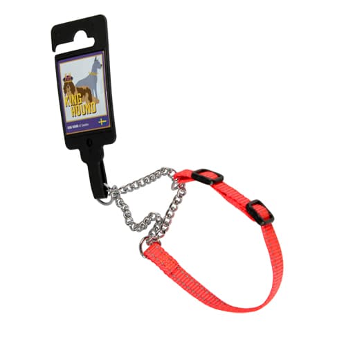 Justerbart halvstryphalsband av nylon, orange reflex, 10mm x 20-35cm