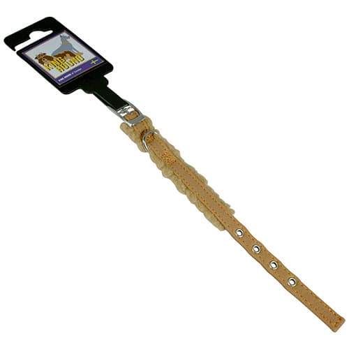 Halsband, pälsfodrat, brunt/beige, 10mm x 20cm