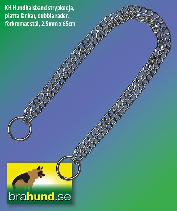 King Hound Strypkedja, platta länkar, dubbla rader, förkromat stål, 2.5mm x 65cm
