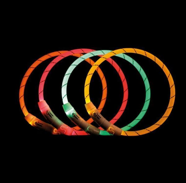Flash Light Ring HundHalsband USB Hjälper att ni syns i mörkret