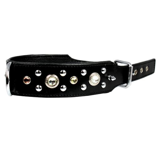 Fodrat läderhalsband, 65cm x 50mm