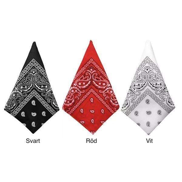 3-pak Bandana Paisley Sort, Rød, Hvid - 55x55 cm