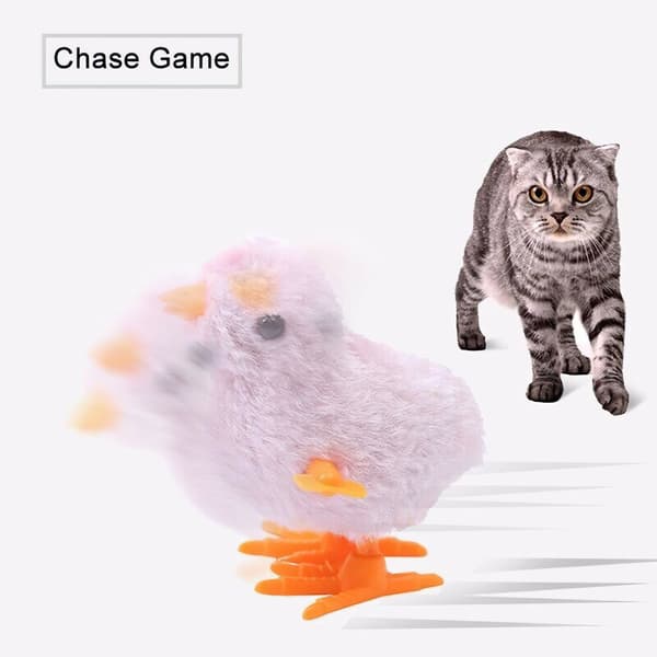 Pet Cat Toys Jumping Walking Cartoon Plush Chicken