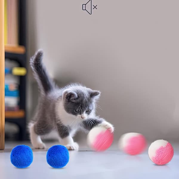 5x Fluffy Soft Fur Pompon Balls Funny Toy for Pet Cat Kitten