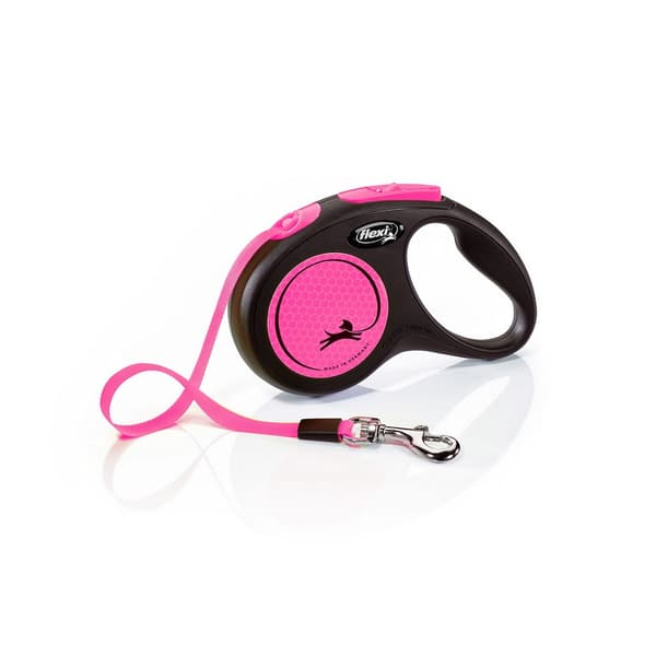 Flexi Small Neon Taped Retractable Dog Lead Neon Pink 5m