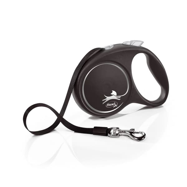 Flexi Large Tape Retractable Dog Lead Black/Silver 5m