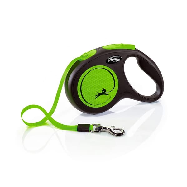 Flexi Medium Neon Taped Retractable Dog Lead Green/Black 5m