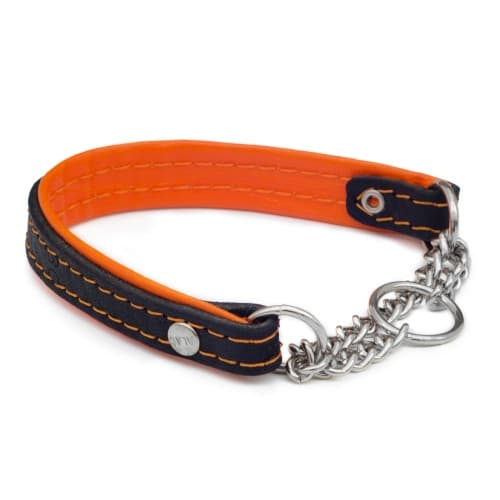 Läderhalsband Halvstryp Orange