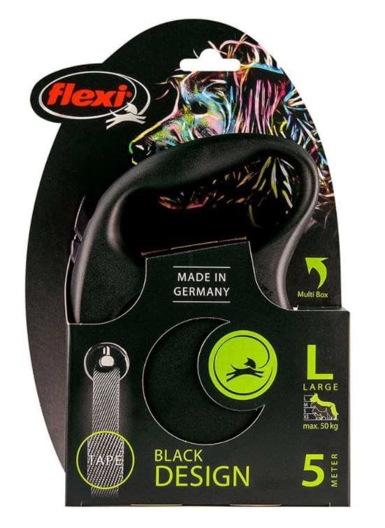 Flexi Black Design L 5 m Dog Sisäänvedettävä johdin