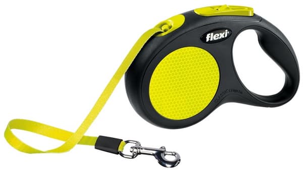 Flexi New NEON 5 m Svart, Gul Hund Indragbar ledning