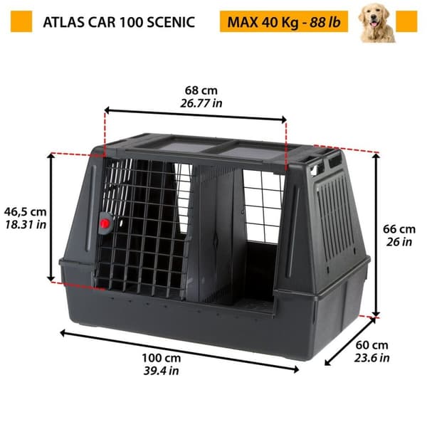 Transporter Ferplast Atlas Car Scenic 100 Svart 60 x 60 x 100 cm Plast