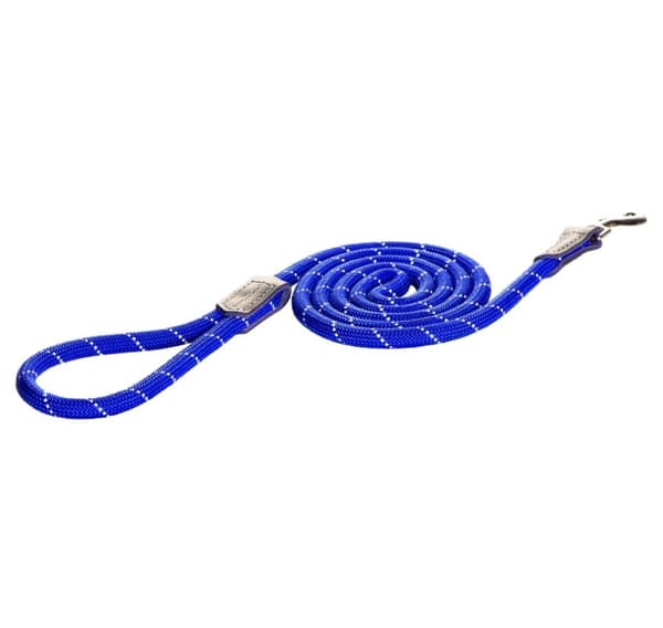 Gångkoppel Rogz Rope Large 12mm 1,8m, blå reflektor