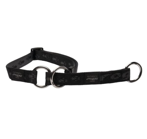 Alpinist stort 20mm k2 webb halvrutigt hundhalsband, svart design, Rogz