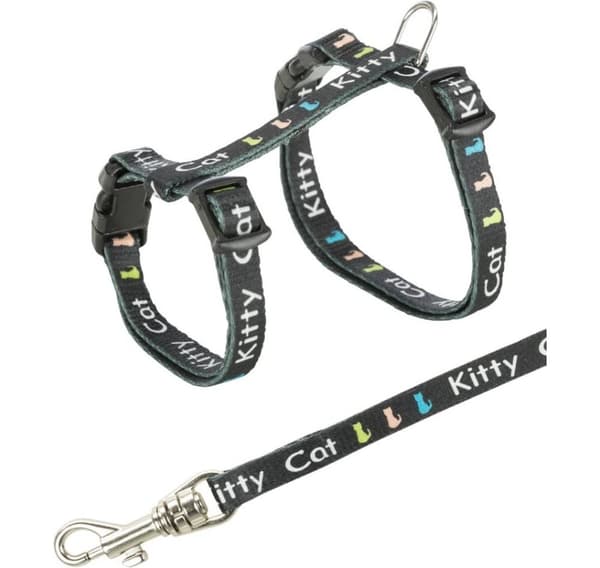 Junior sele för kattungar med koppel, Kitty Cat-motiv, 21–33 cm/8 mm, 1,20 m