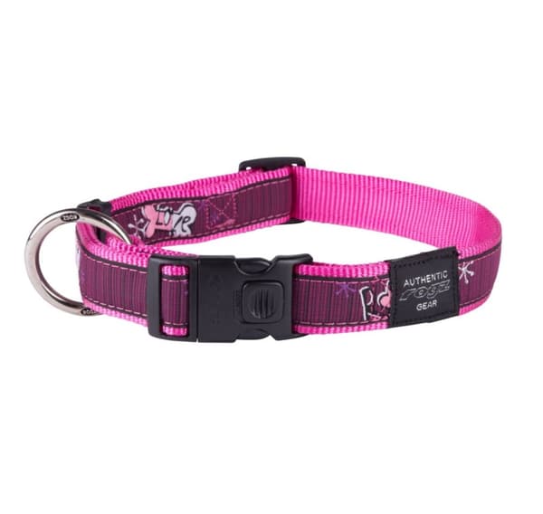 Fancy kjole ekstra stor 25 mm armed response hundehalsbånd, pink love design, Rogz